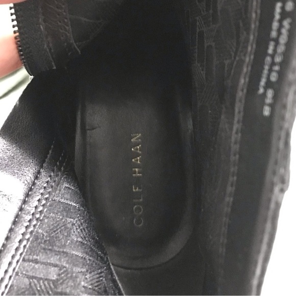 Cole Haan Black Leather Wedge Heel Bootie Boots Size 9.5 - Picture 8 of 10